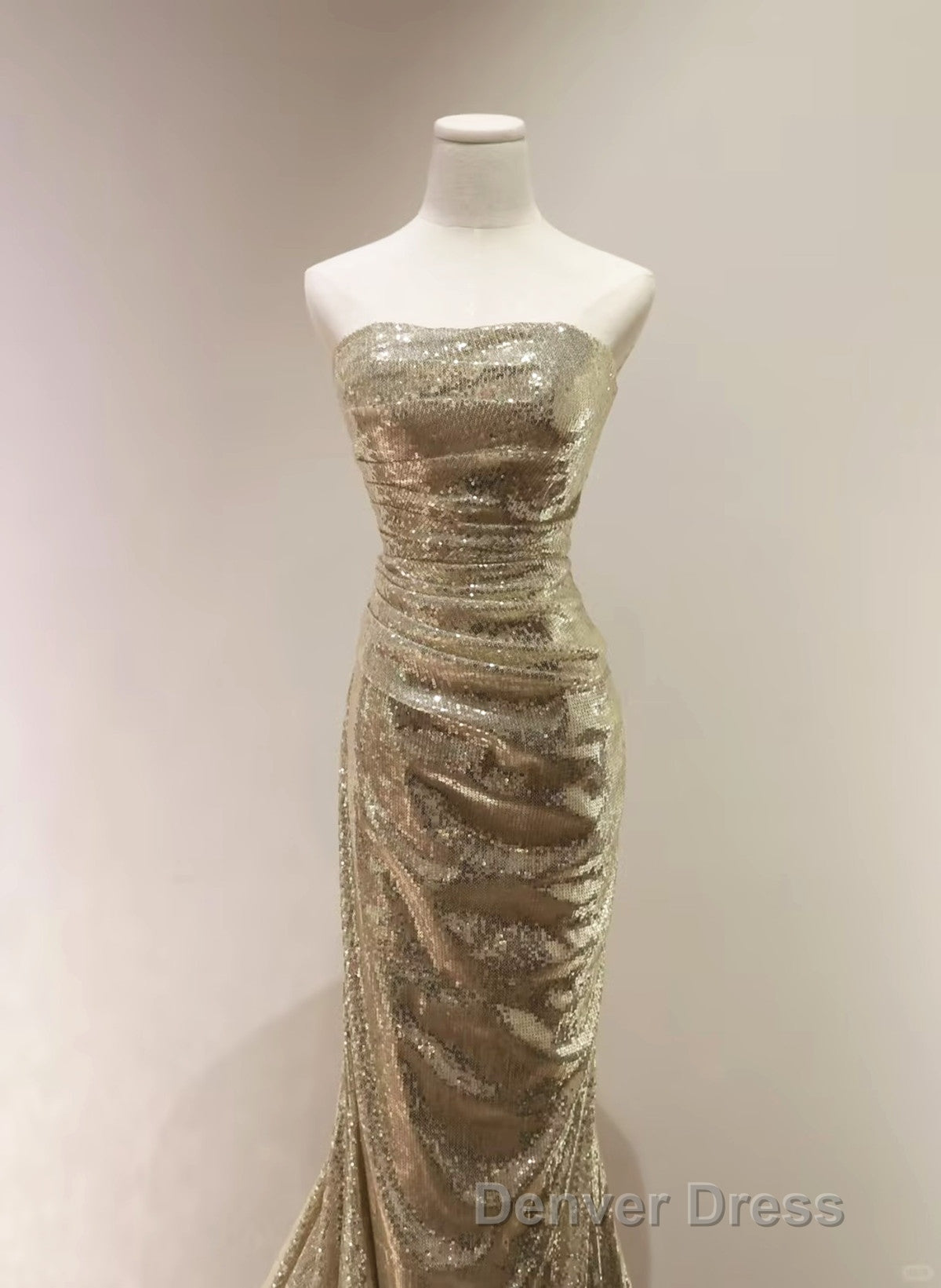 Gold Sequins Mermaid Scoop Long Evening Dresses, Gold Long Prom Dresses Party Dresses Secondary image