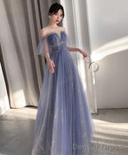 Blue Tulle Lace Long Prom Dress Blue Tulle Lace Prom Dresses 3