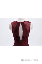 Burgundy Chiffon A-line Pleated Long Bridesmaid Dresses