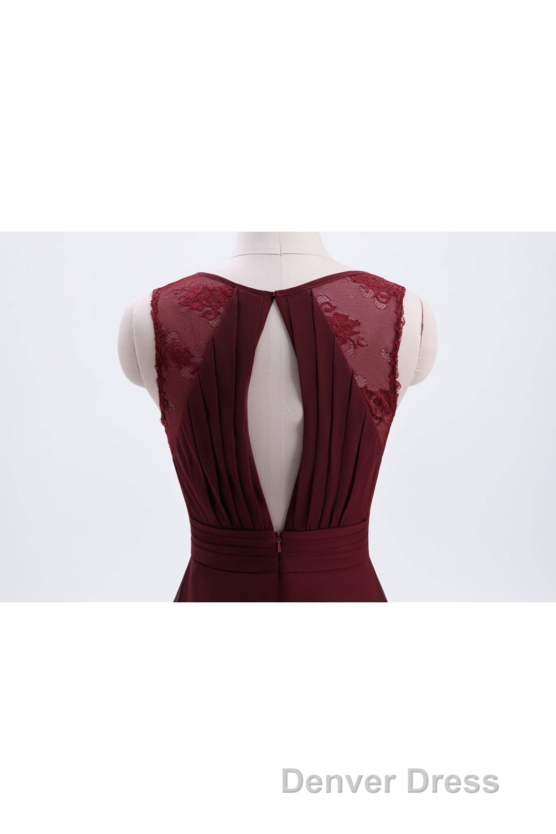 Burgundy Chiffon A-line Pleated Long Bridesmaid Dresses