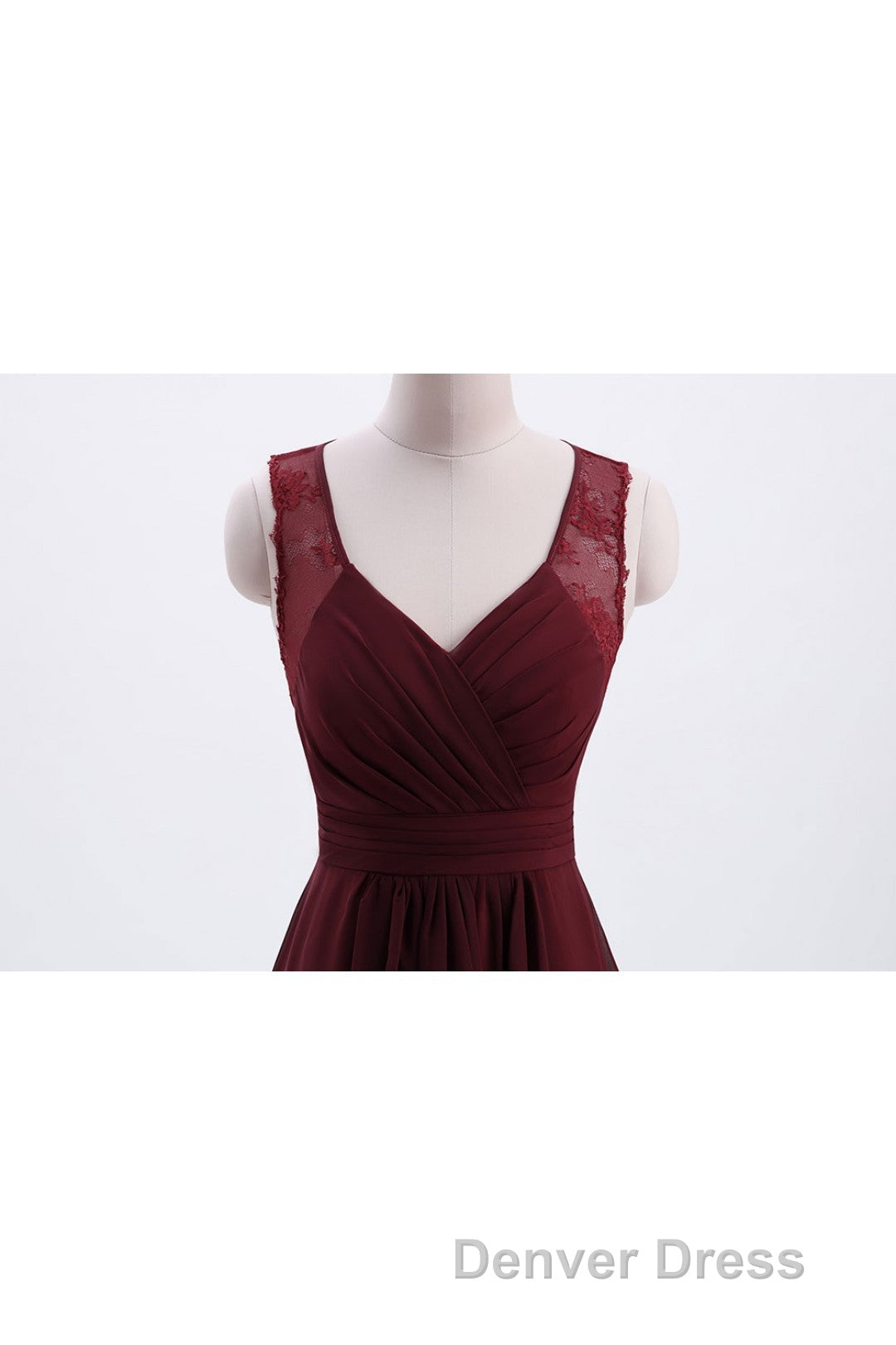 Burgundy Chiffon A Line Pleated Long Bridesmaid Dresses