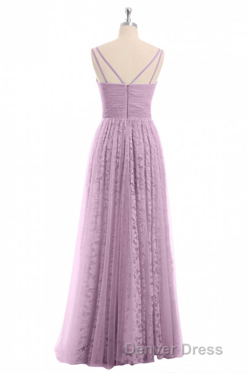 Dusty Purple Chiffon Jacquard V Neck A Line Long Bridesmaid Dresses Secondary image