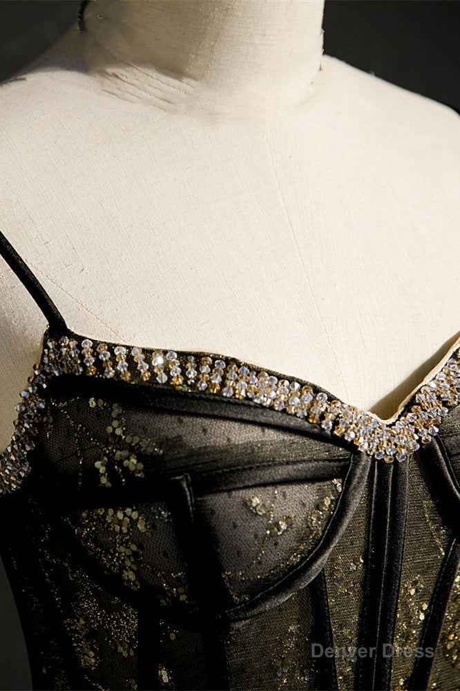 Princess A Line Beaded Spaghetti Straps Short Prom Dresses