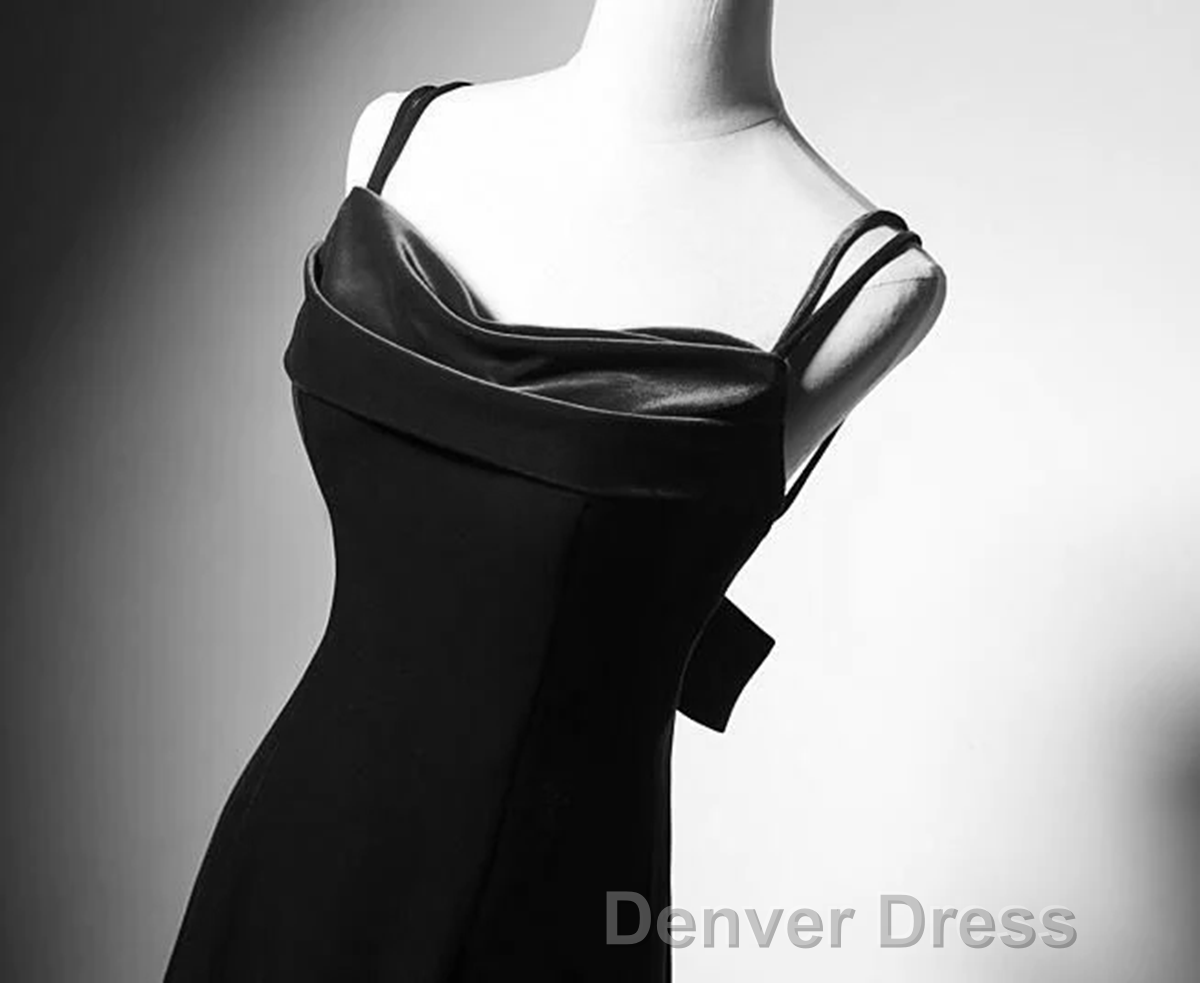 Black Straps Velvet Low Back Long Formal Dresses, Black Velvet Evening Dresses Prom Dresses