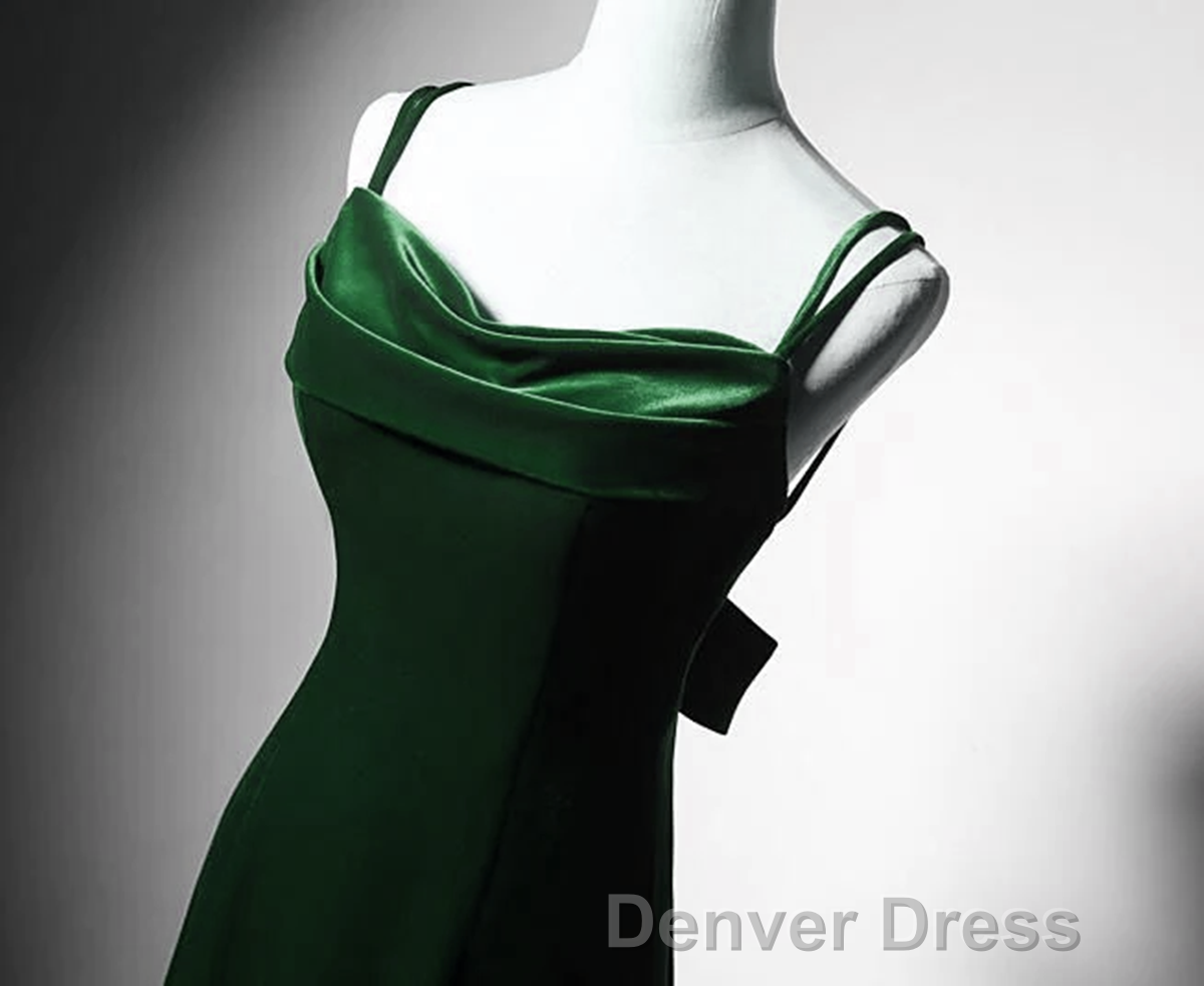 Green Mermaid Long Velvet Party Dresses, Green Straps Long Formal Dresses Prom Dresses Secondary image