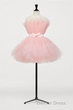 Hot Pink A-line Short Tulle Party Dresses