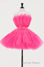 Hot Pink A Line Short Tulle Prom Dresses