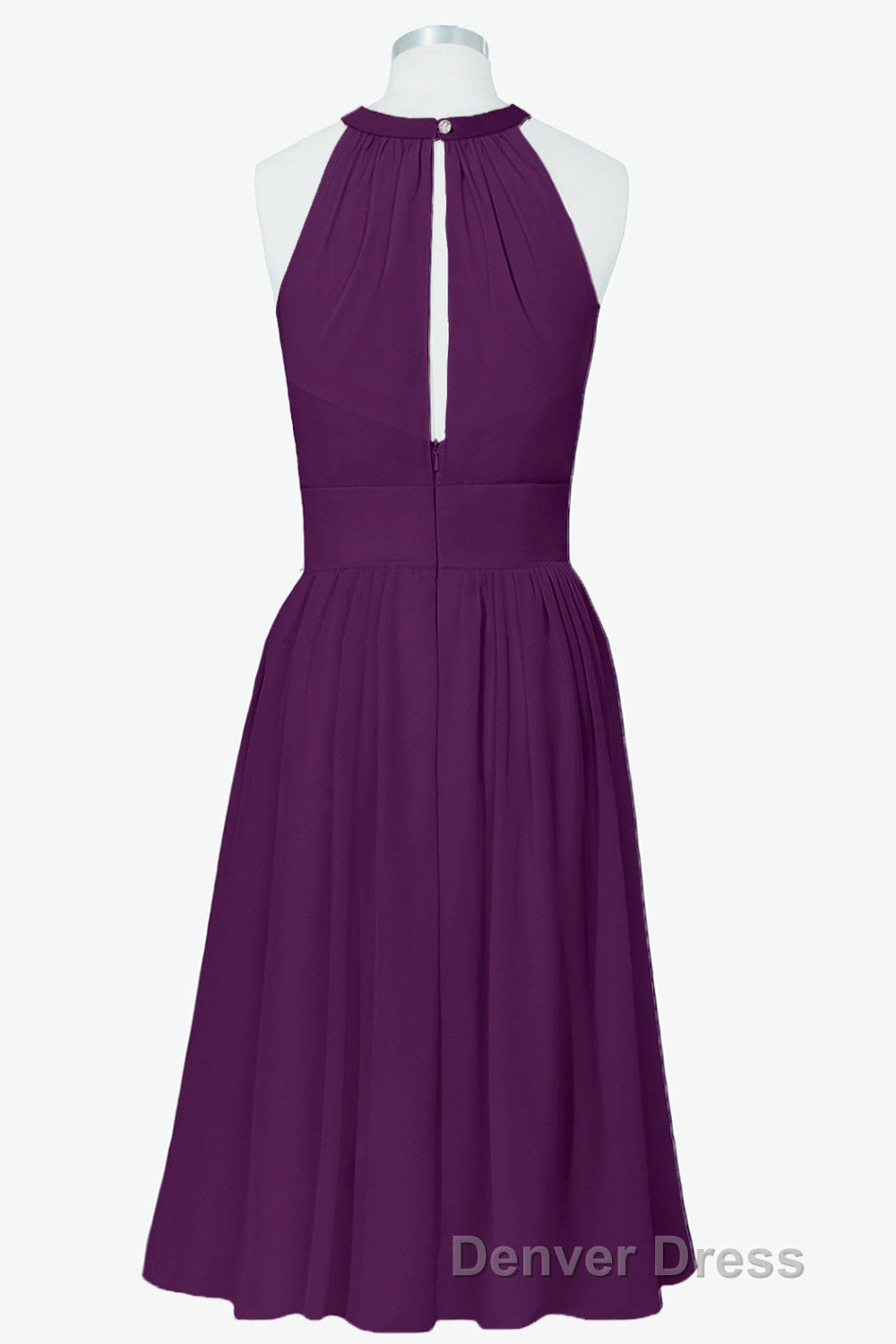 Scoop Purple Chiffon A Line Short Bridesmaid Dresses