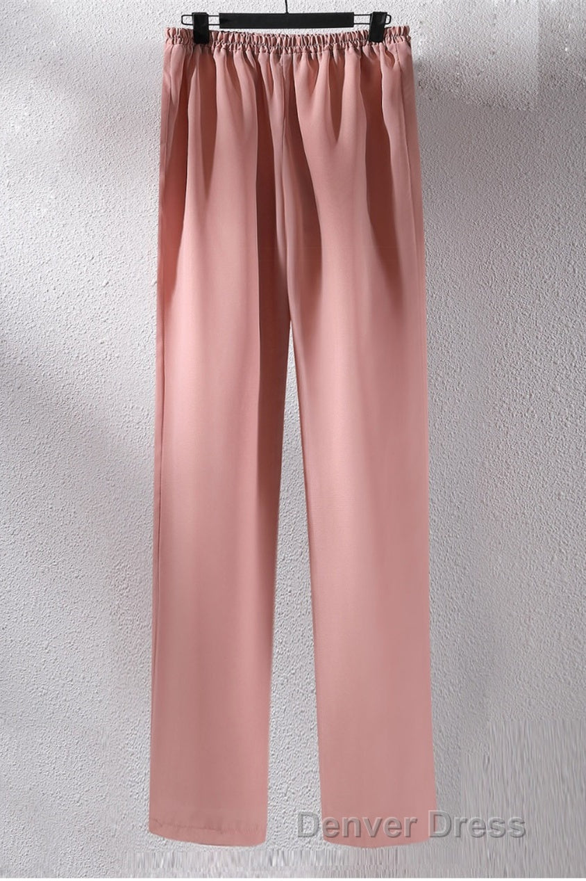 Pink Ruffles 3 4 Sleeves Mother of the Bride Pant Suits