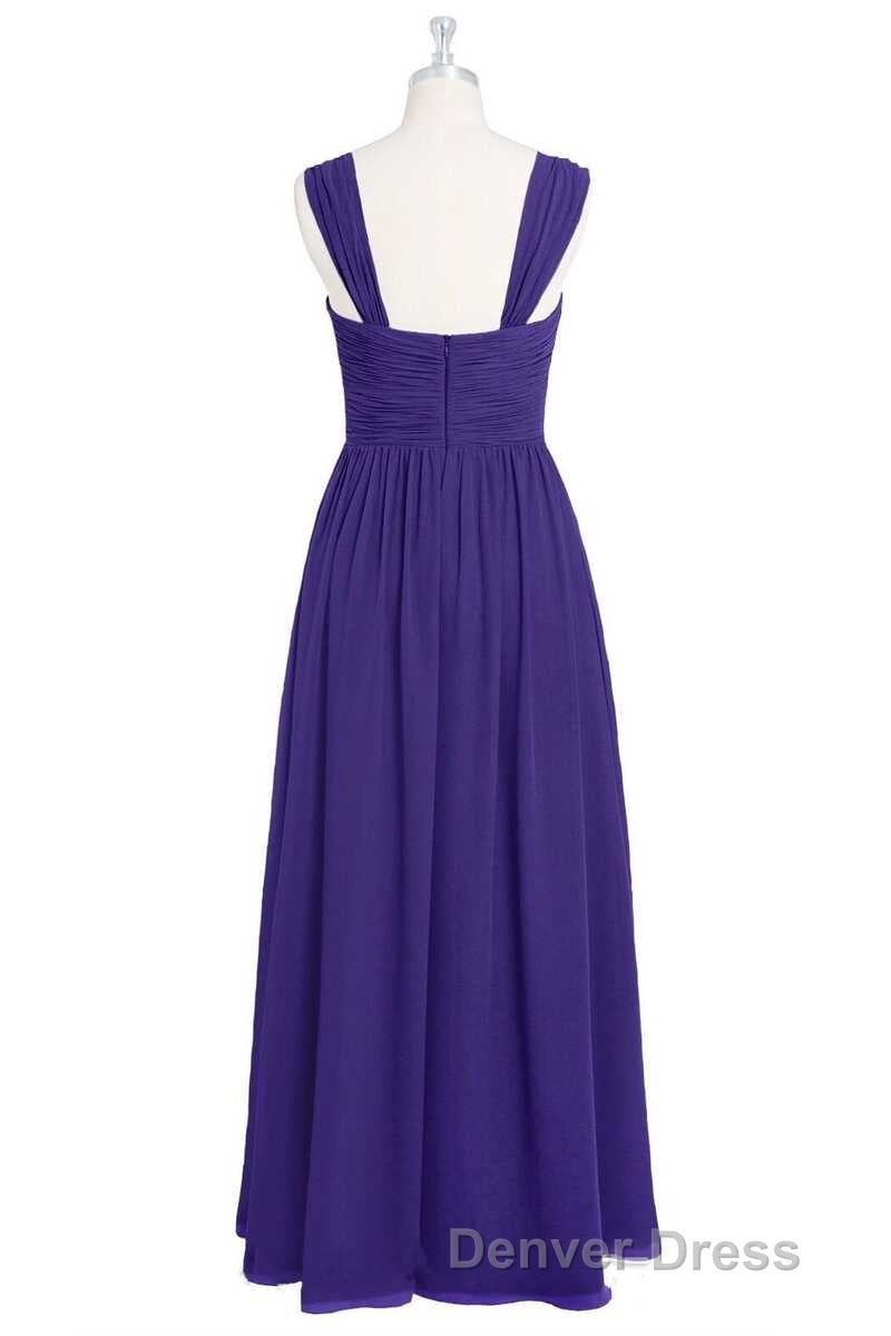 Purple Sweetheart Banded Waist Long Bridesmaid Dresses