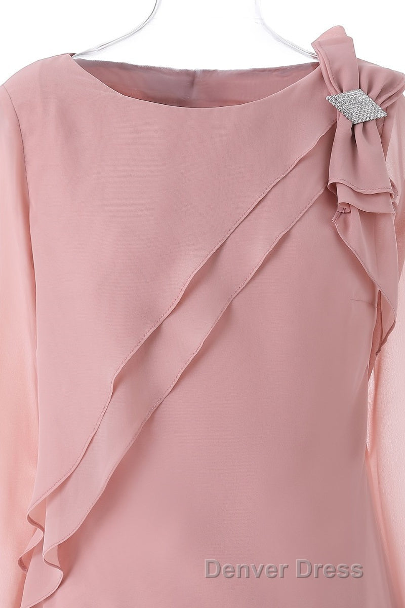 Pink Ruffles 3 4 Sleeves Mother of the Bride Pant Suits