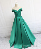 Simple Blue Satin Long Prom Dress, Blue Prom Dresses