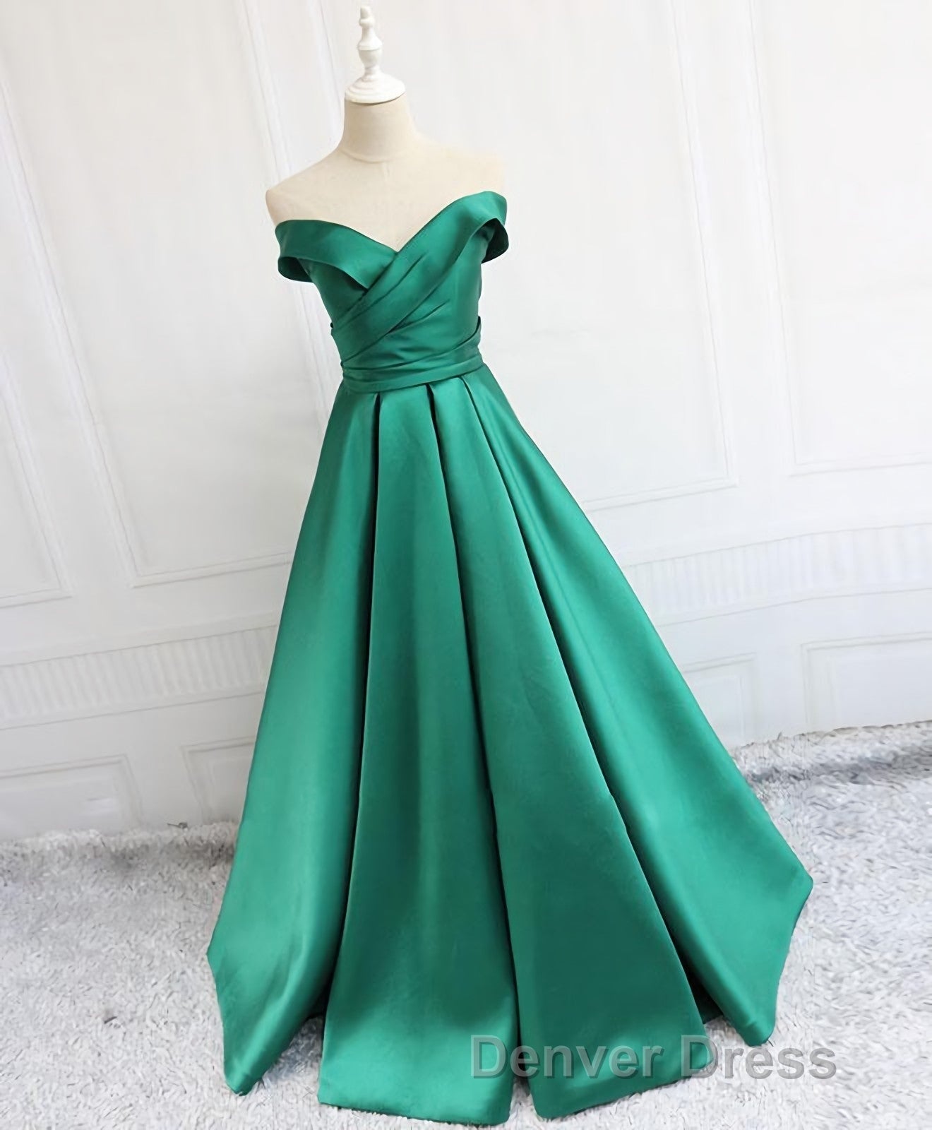 Simple Blue Satin Long Prom Dress, Blue Prom Dresses