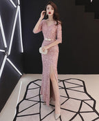 Pink Mermaid Long Prom Dress Pink Prom Dresses
