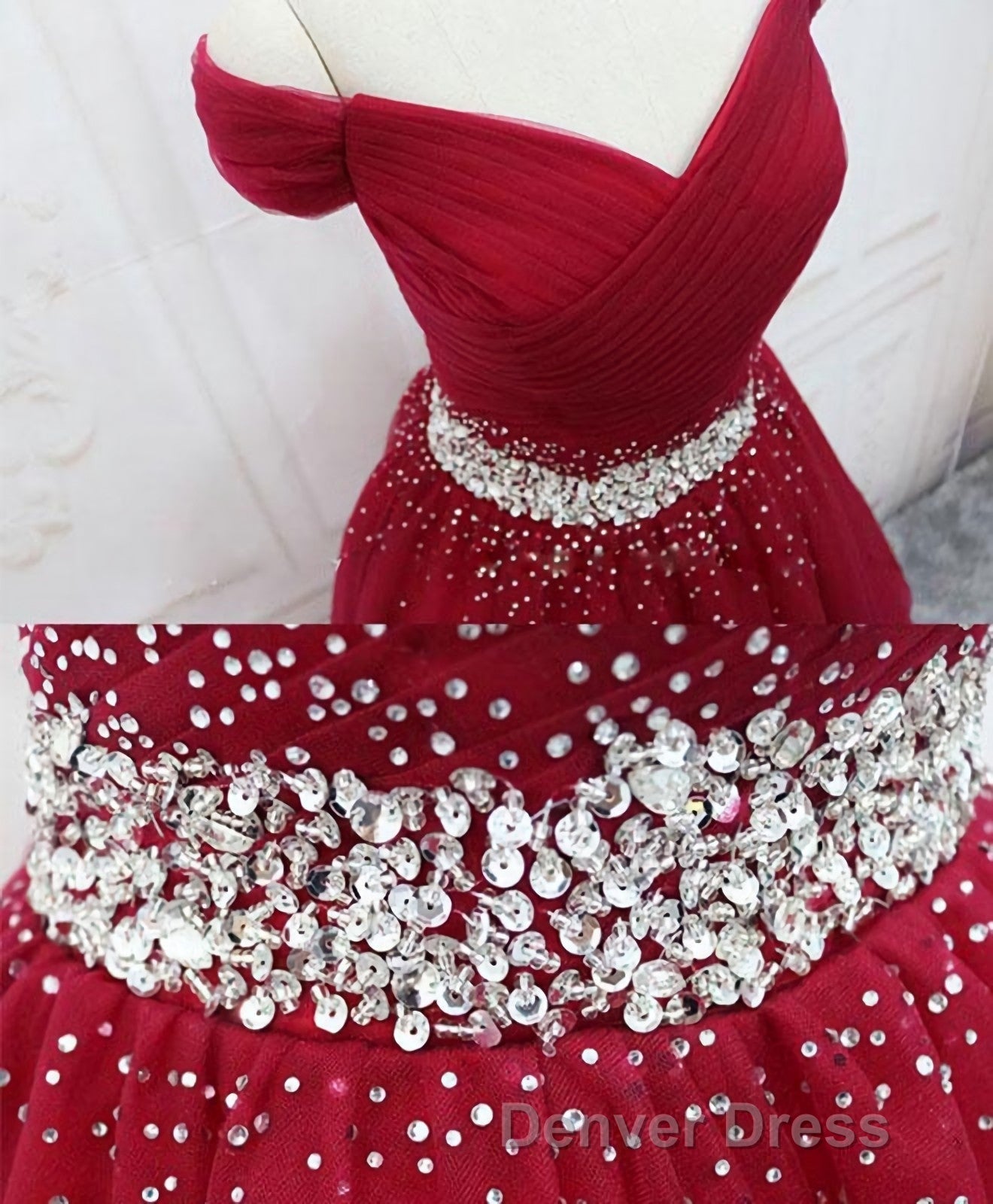 Burgundy Tulle Sequin Short Prom Dresses, Burgundy Homecoming Dresses, 1 Secondary image