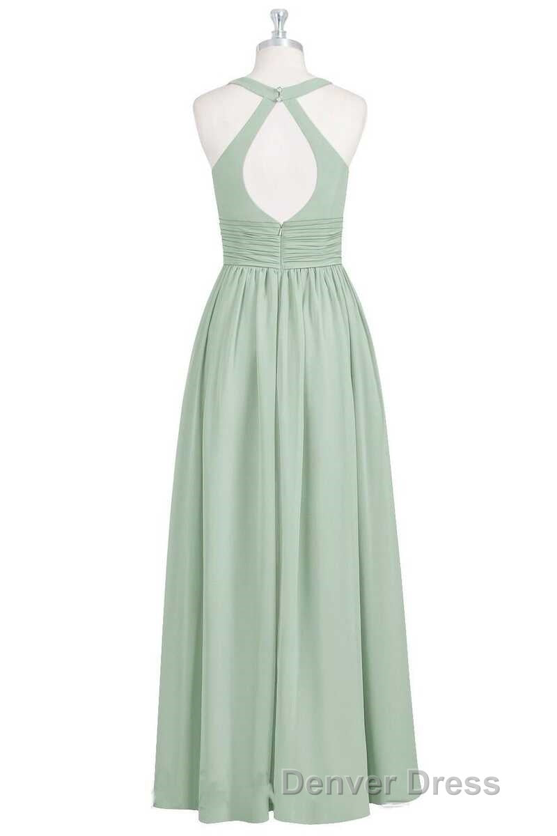Sage Green V-Neck Backless A-Line Bridesmaid Dresses