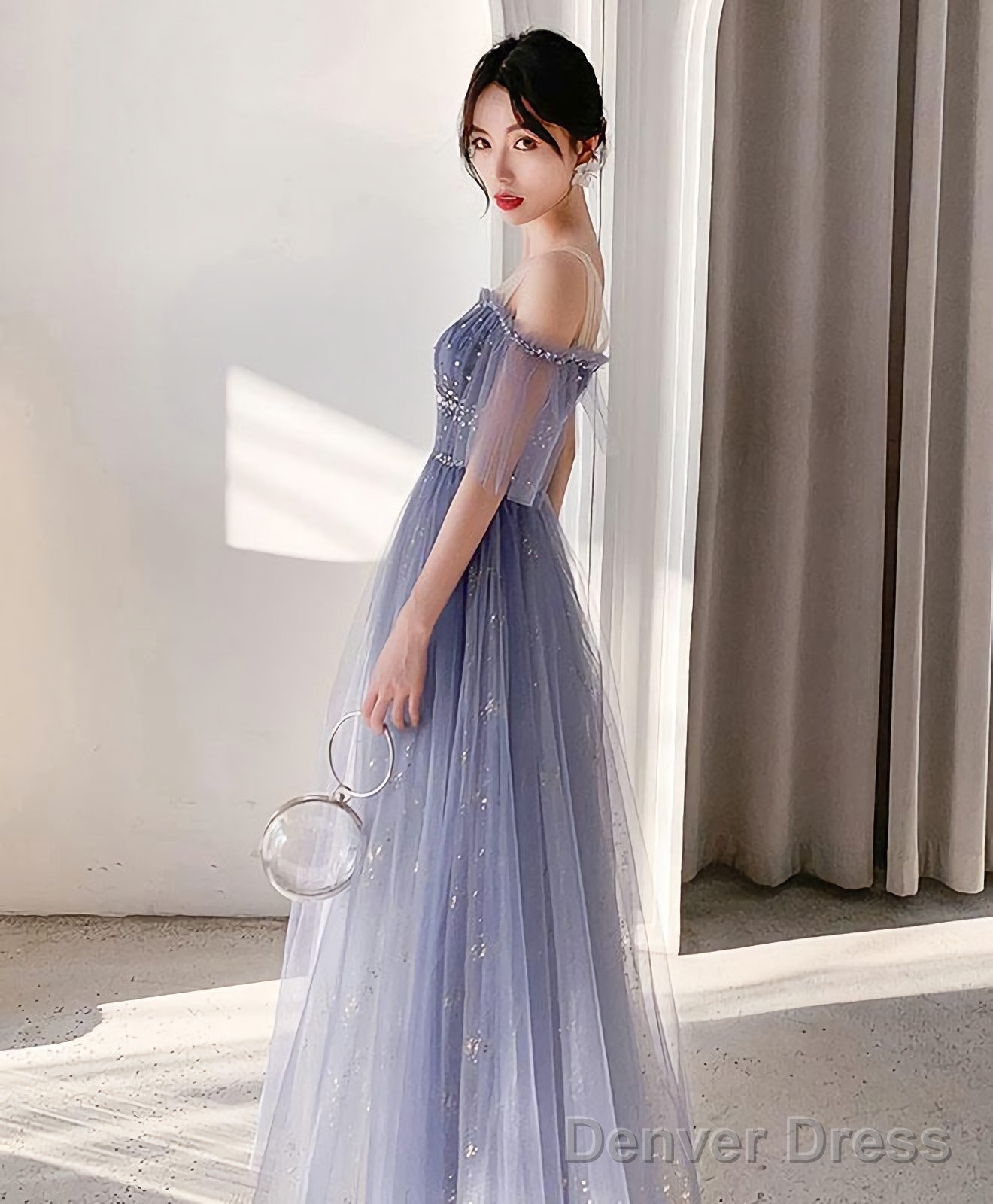 Blue Tulle Lace Long Prom Dress Blue Tulle Lace Prom Dresses 3