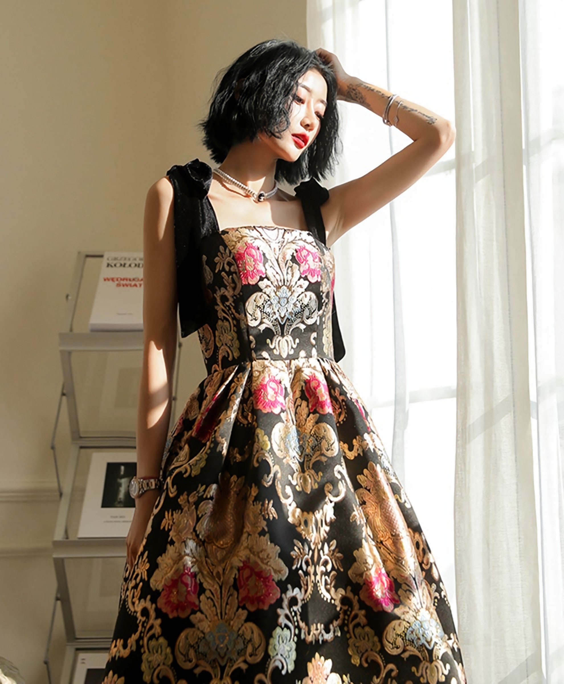 Unique Satin Long Prom Dress Flowers Satin Long Prom Dresses