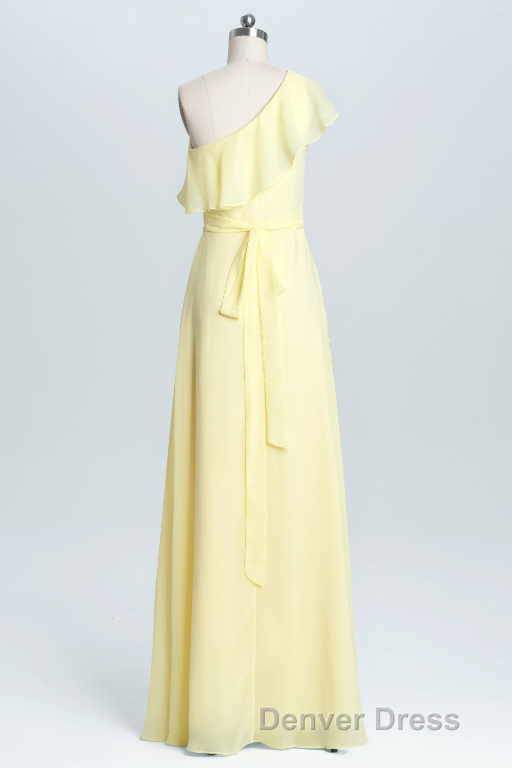 One Shoulder Yellow Ruffles A Line Long Bridesmaid Dresses Secondary image