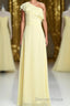 One Shoulder Yellow Ruffles A Line Long Bridesmaid Dresses