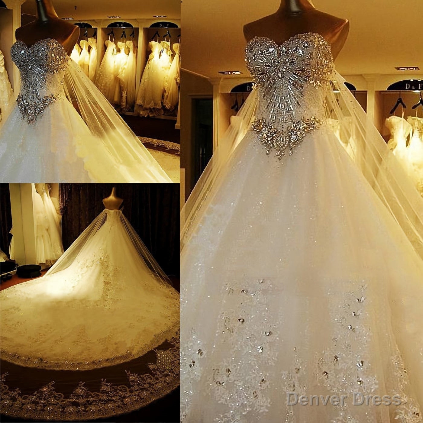 Rhinestone A Line Champagne Sweetheart Sleeveless Backless Applique Wedding Dresses Main image