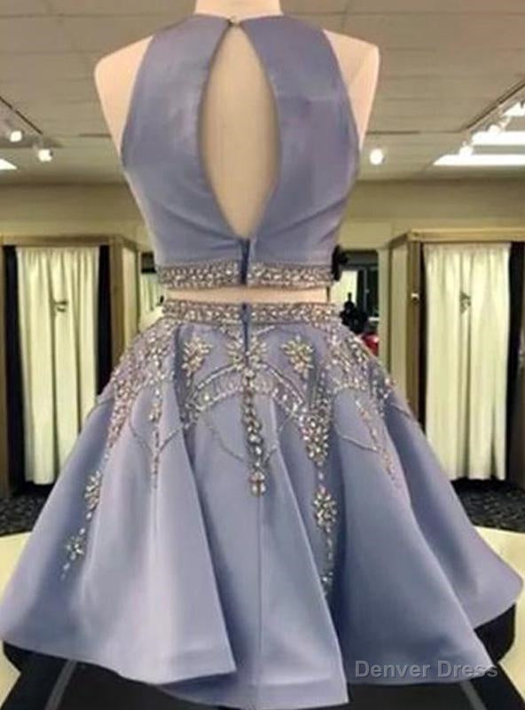 2026 A Line Jewel Neck Sleeveless Cut Out Back Beading Two Piece Cut Short Mini Homecoming Dresses Secondary image