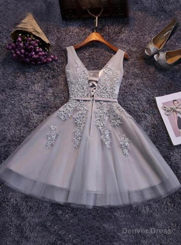 Tulle Sash Ribbon Belt Applique Beading V Neck Lace Up Sleeveless Homecoming Dresses Secondary image