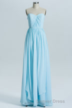 Blue Chiffon A Line Long Convertible Bridesmaid Dresses