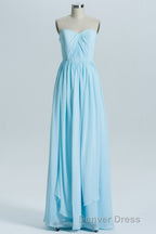 Blue Chiffon A Line Long Convertible Bridesmaid Dresses
