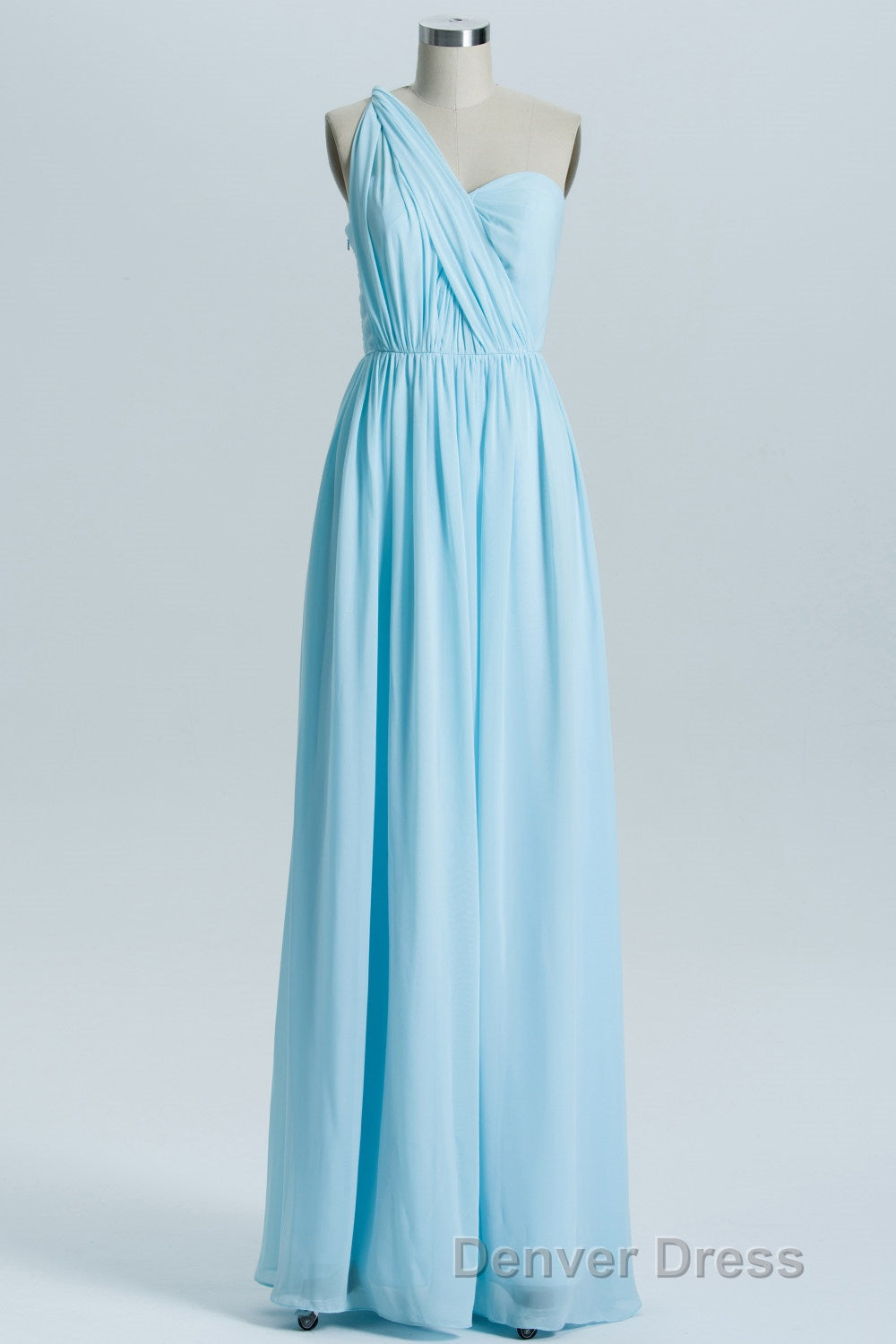 Blue Chiffon A Line Long Convertible Bridesmaid Dresses