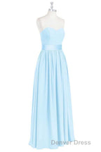 Light Blue Sweetheart A Line Bridesmaid Dresses with Slit