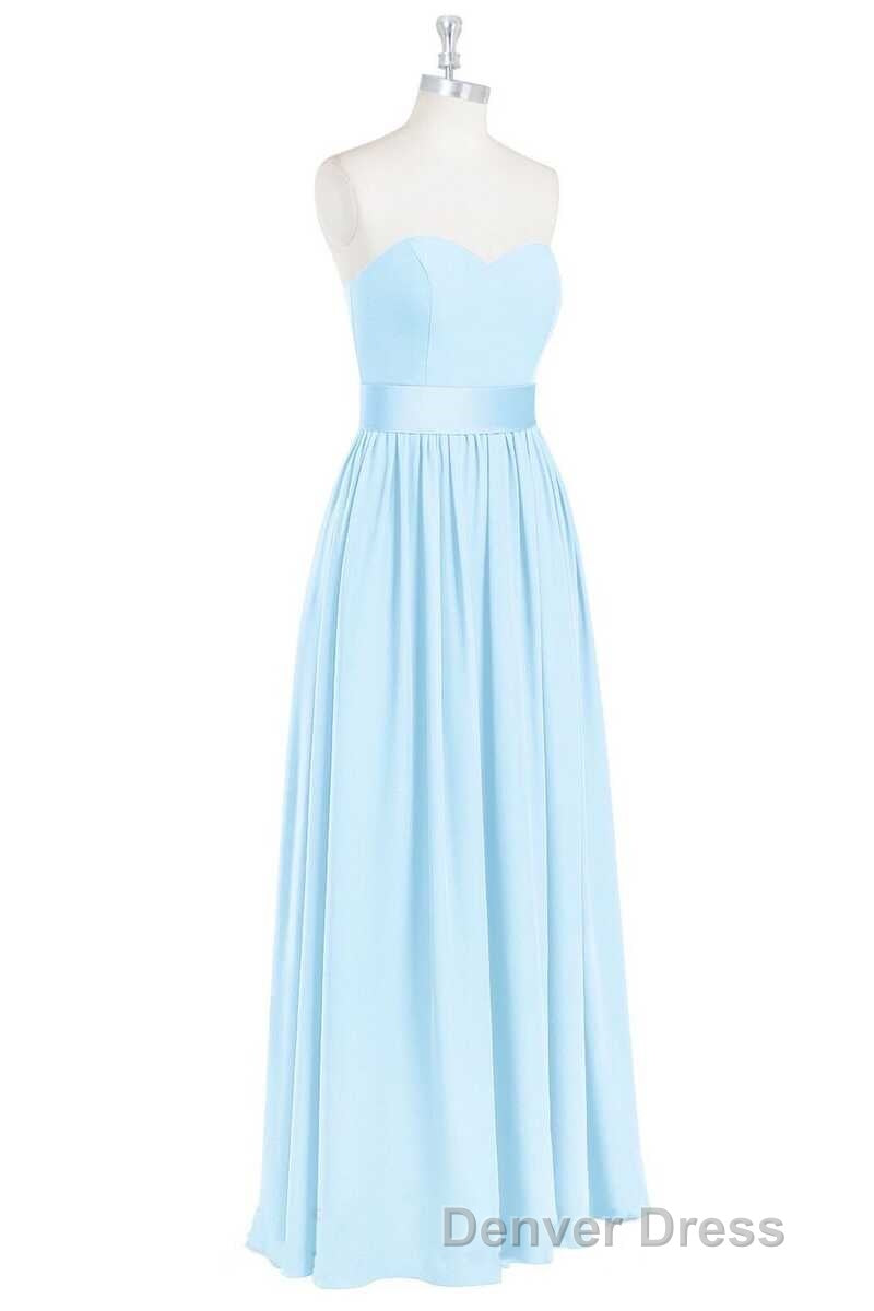 Light Blue Sweetheart A Line Bridesmaid Dresses with Slit