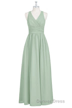 Sage Green V-Neck Backless A-Line Bridesmaid Dresses