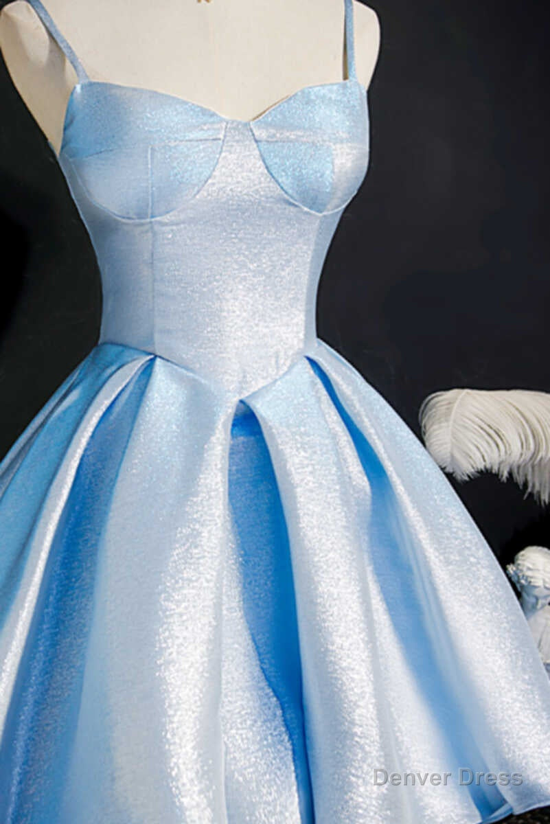 Princess Blue High Waist A Line Short Homecoming Dresses