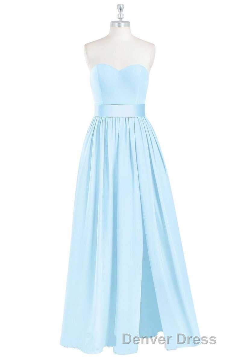 Light Blue Sweetheart A Line Bridesmaid Dresses with Slit
