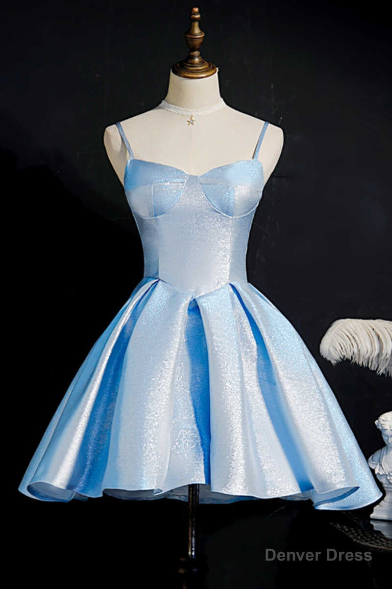 Princess Blue High Waist A Line Short Homecoming Dresses