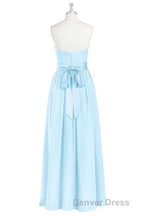 Light Blue Sweetheart A Line Bridesmaid Dresses with Slit