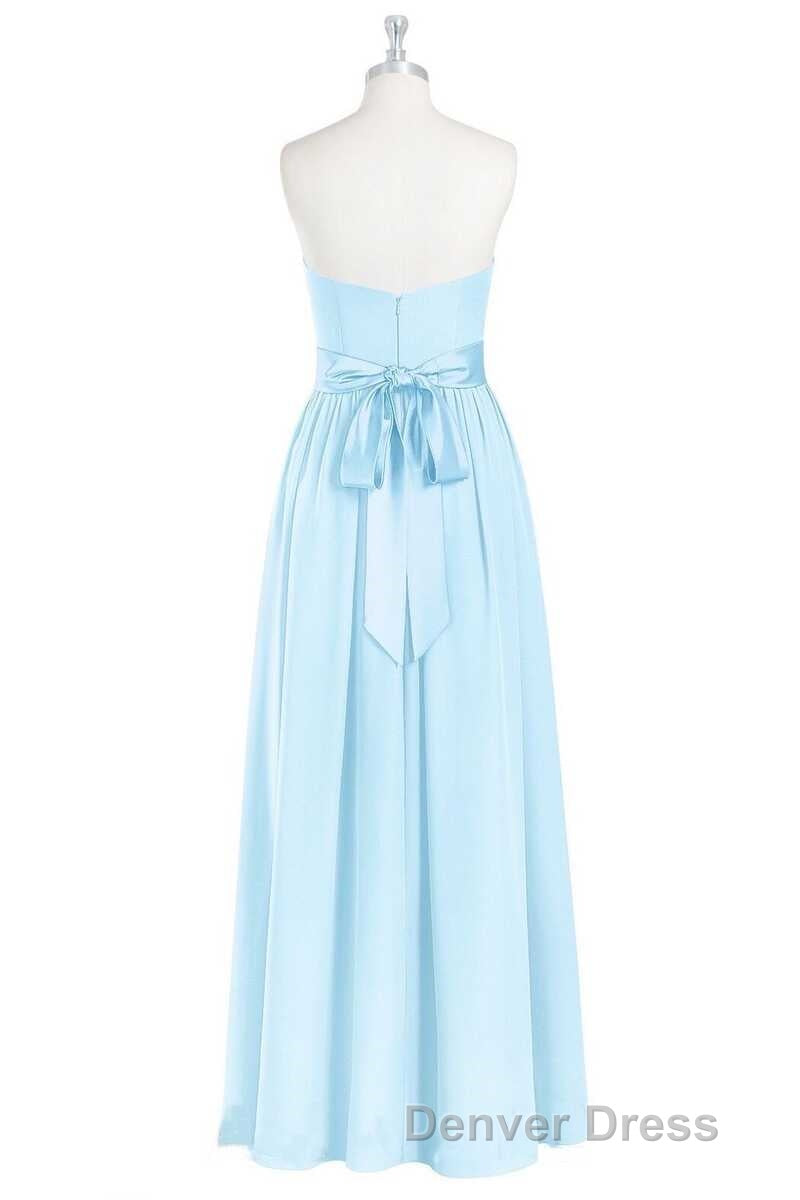 Light Blue Sweetheart A Line Bridesmaid Dresses with Slit