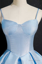 Princess Blue High Waist A Line Short Homecoming Dresses