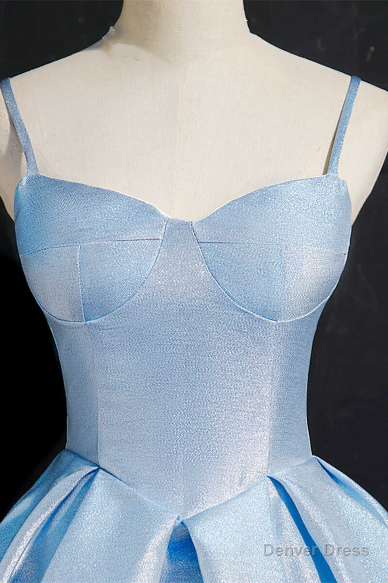Princess Blue High Waist A Line Short Homecoming Dresses