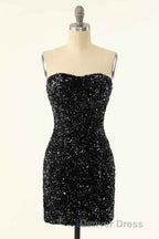 Royal Blue Sequin Strapless Mini Homecoming Dresses