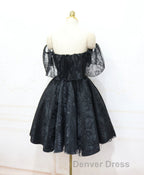 Black Sweetheart Tulle Short Lace Prom Dress, Lace Homecoming Dresses