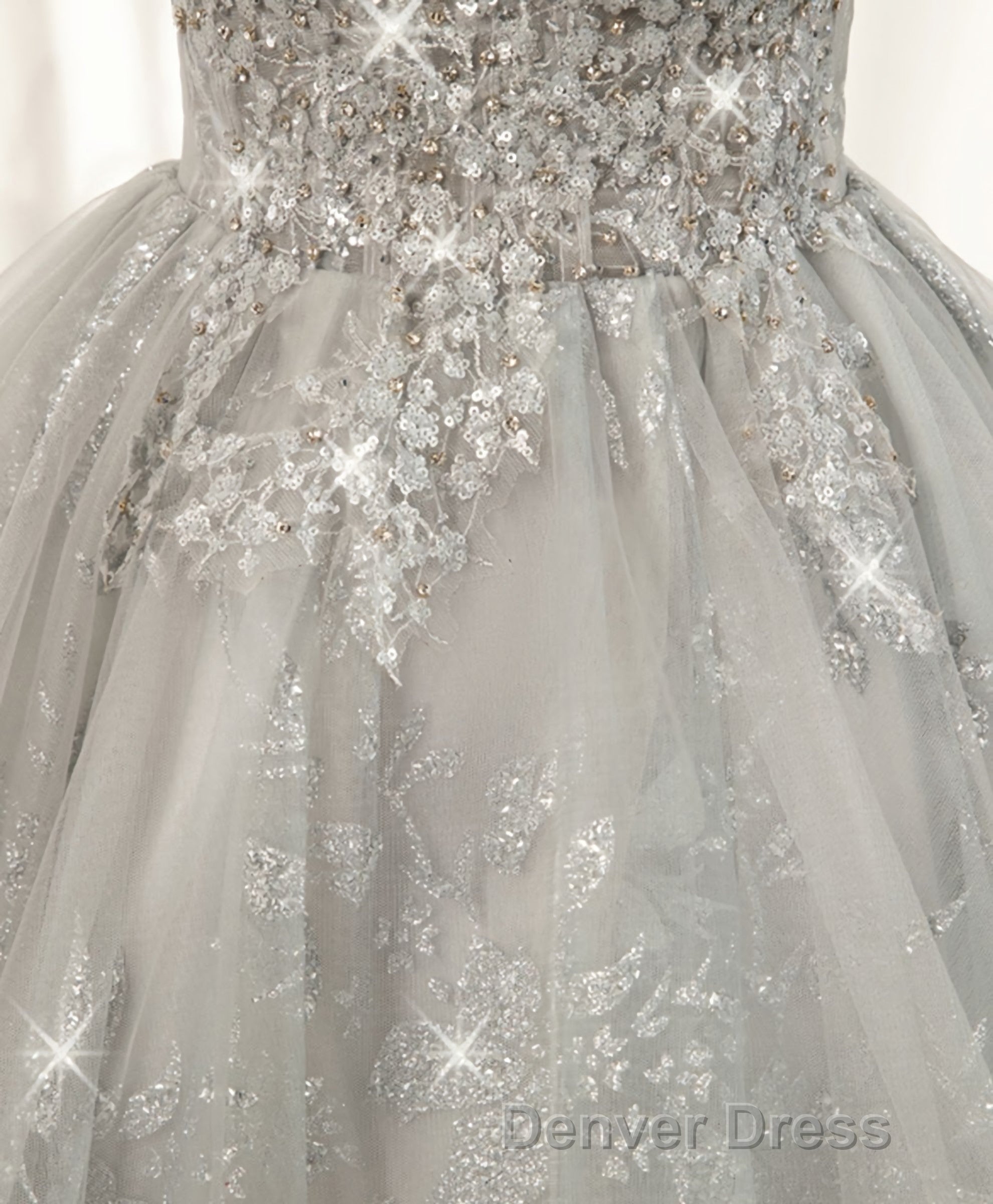 Gray Sweetheart Lace Tulle Short Prom Dress, Gray Cocktail Dresses