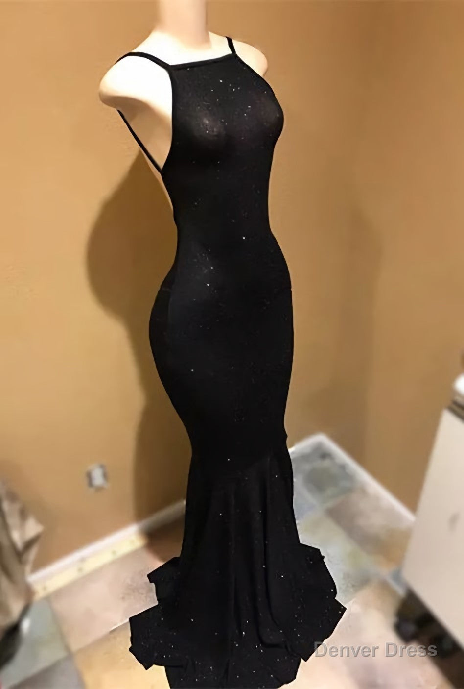 2026 Black Mermaid Backless Halter Long Prom Dresses Main image