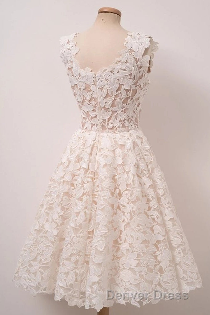 Chic A Line Short Lace Homecoming Dresses Secondary image