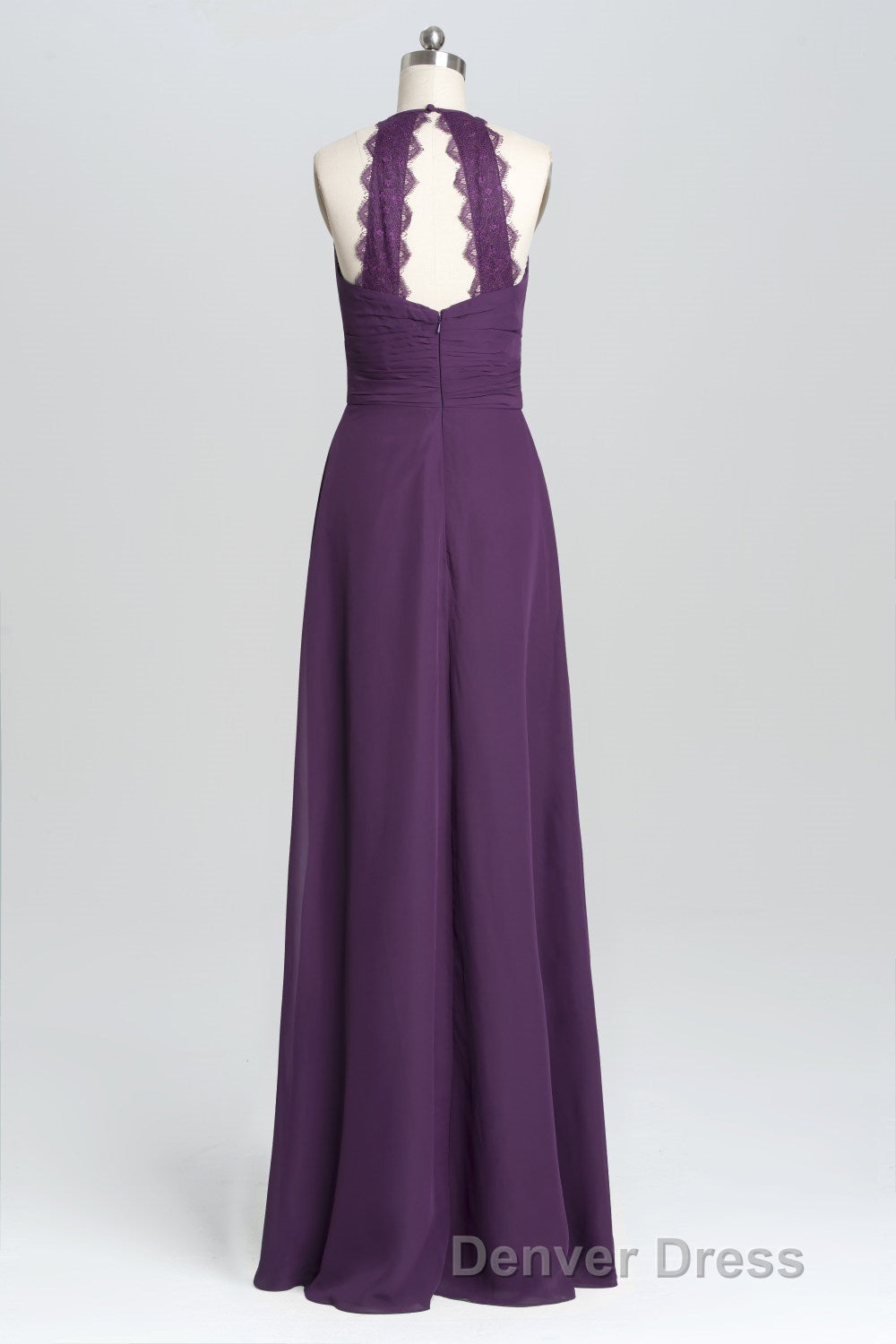 Purple Halter A-line Pleated Long Bridesmaid Dresses Secondary image