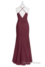 Burgundy Chiffon Cross Back Mermaid Long Bridesmaid Dresses