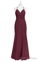 Burgundy Chiffon Cross Back Mermaid Long Bridesmaid Dresses