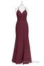 Burgundy Chiffon Cross Back Mermaid Long Bridesmaid Dresses