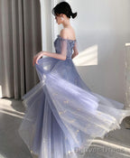 Blue Tulle Lace Long Prom Dress Blue Tulle Lace Prom Dresses 3